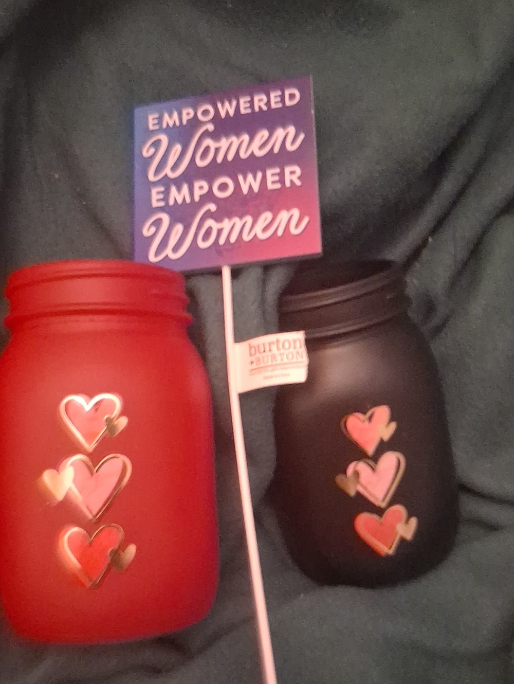 Others Follow Red & Black Heart Mason Jar Pair